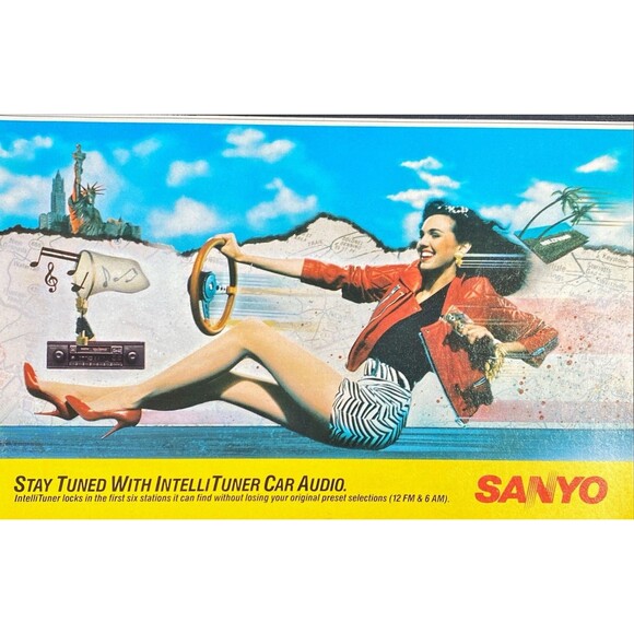 Sanyo Intelli Tuner Car Audio "Locks in first 6 stations" Vintage Print Ad 1989 - Picture 1 of 3